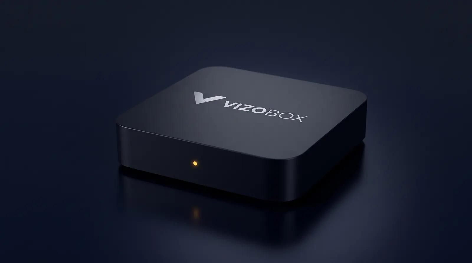 VIZOBOX Set-Top-Box auf dunklem Hintergrund